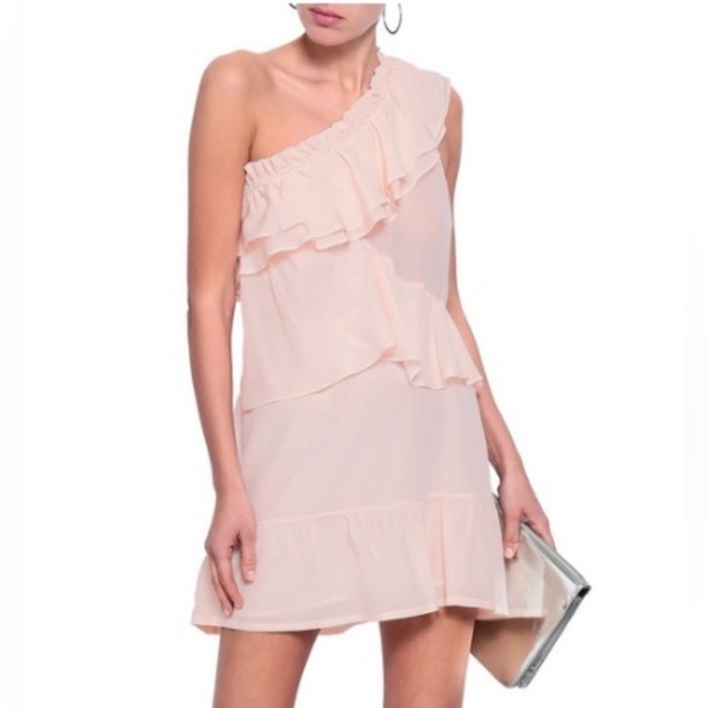 IRO Pink Asymmetrical Ruffled One Shoulder Dress